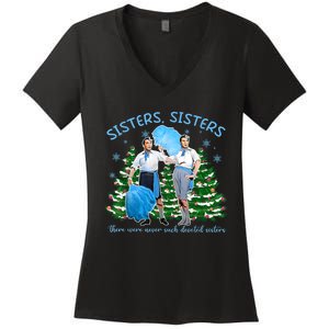 Sisters White Christmas Movie 1954 Xmas Snow Holiday Pajamas Women's V-Neck T-Shirt