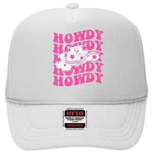 Southern Western Cowgirl Rodeo Pink Hat High Crown Mesh Back Trucker Hat