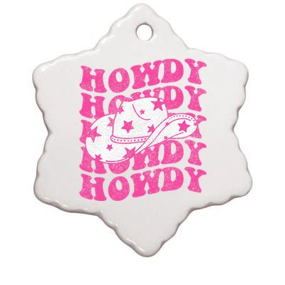 Southern Western Cowgirl Rodeo Pink Hat Ceramic Star Ornament