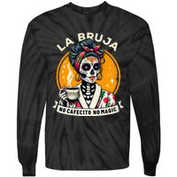 Skeleton Women Coffee La Bruja No Cafecito No Magic Tie-Dye Long Sleeve Shirt