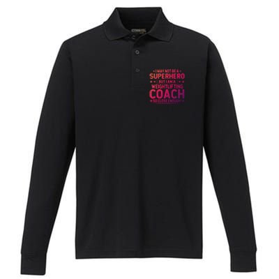 Superhero Weightlifting Coach Funny Weightlifting Coach Gift Performance Long Sleeve Polo