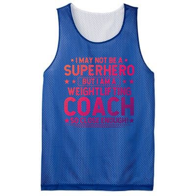 Superhero Weightlifting Coach Funny Weightlifting Coach Gift Mesh Reversible Basketball Jersey Tank