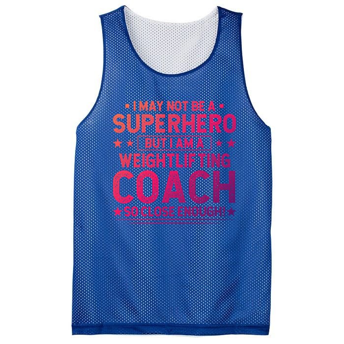 Superhero Weightlifting Coach Funny Weightlifting Coach Gift Mesh Reversible Basketball Jersey Tank