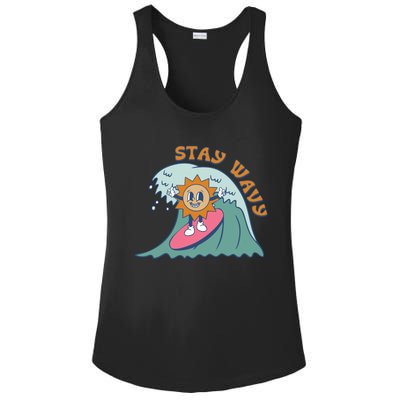 Stay Wavy Cool Summer Waves Ladies PosiCharge Competitor Racerback Tank