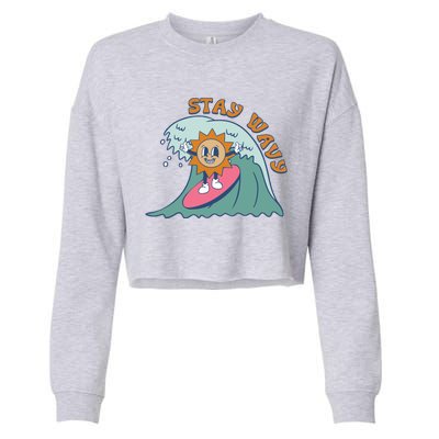 Stay Wavy Cool Summer Waves Cropped Pullover Crew