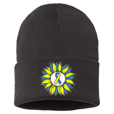 Sunflower World Down Syndrome Awareness Day T21 Sustainable Knit Beanie