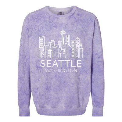 Seattle Washington Downtown Skyline Hoodie Souvenir Hoodie Colorblast Crewneck Sweatshirt