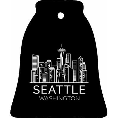 Seattle Washington Downtown Skyline Hoodie Souvenir Hoodie Ceramic Bell Ornament