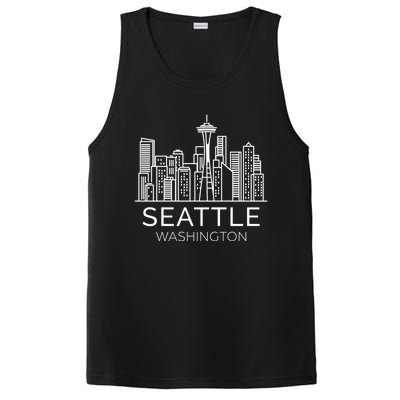 Seattle Washington Downtown Skyline Hoodie Souvenir Hoodie PosiCharge Competitor Tank