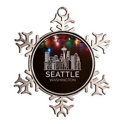 Seattle Washington Downtown Skyline Hoodie Souvenir Hoodie Metallic Star Ornament