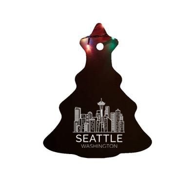 Seattle Washington Downtown Skyline Hoodie Souvenir Hoodie Ceramic Tree Ornament