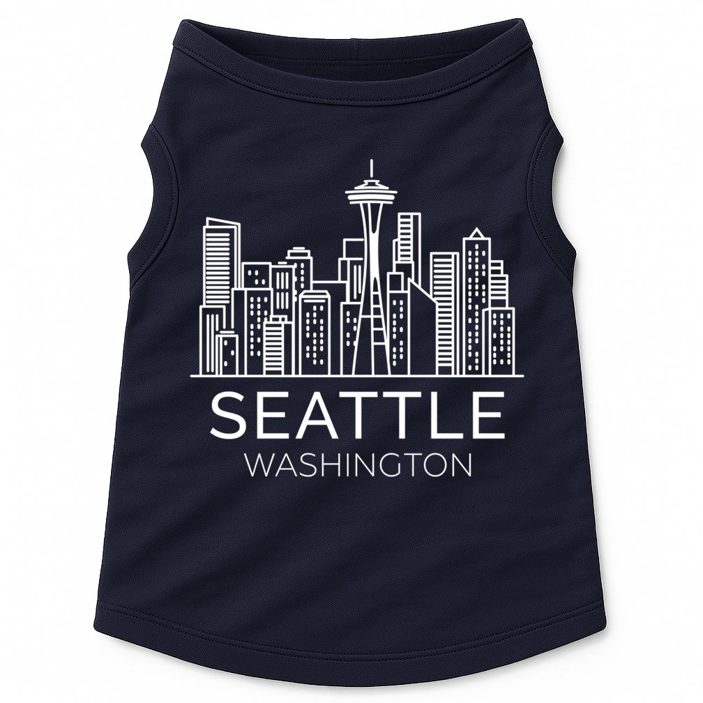 Seattle Washington Downtown Skyline Hoodie Souvenir Hoodie Doggie Tank