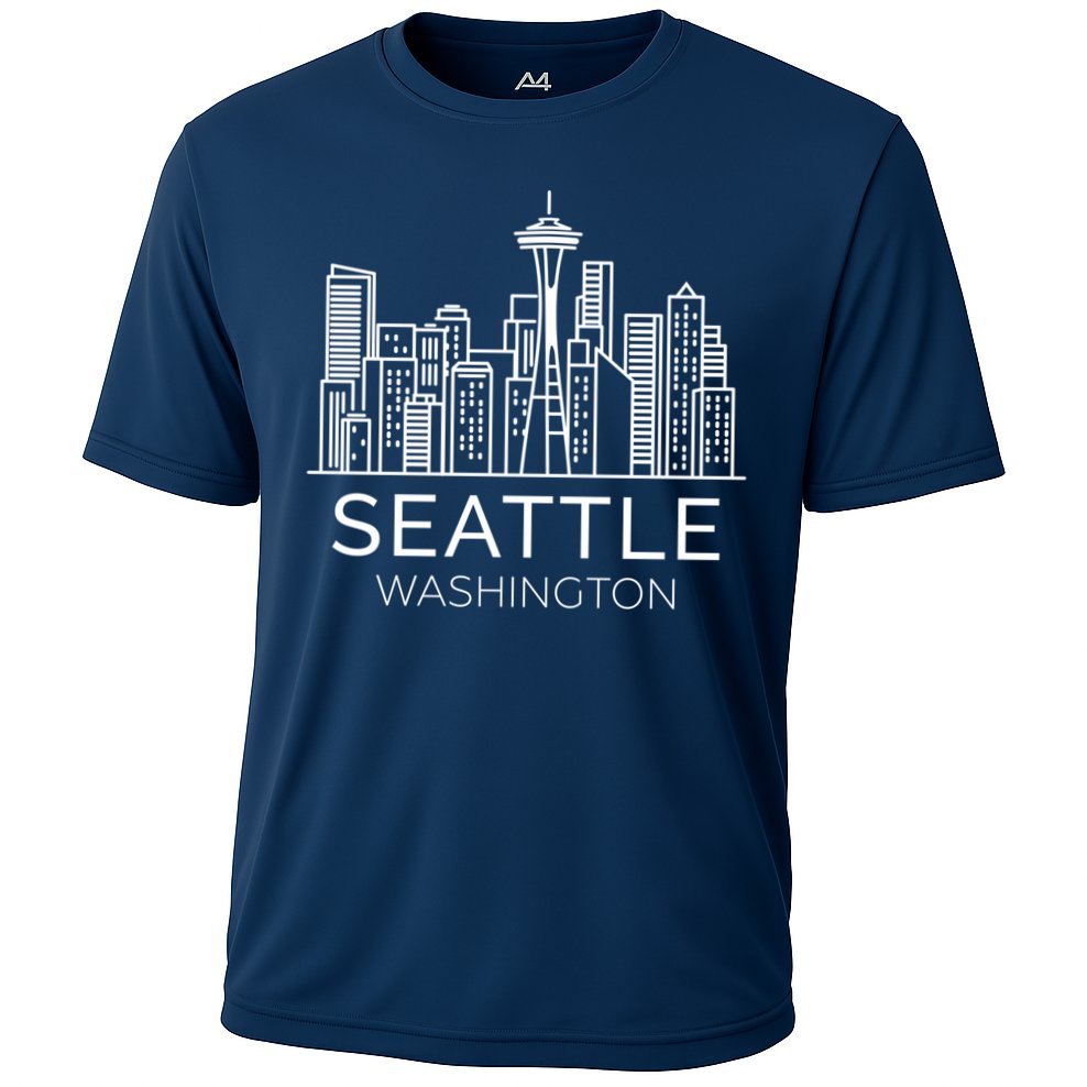 Seattle Washington Downtown Skyline Hoodie Souvenir Hoodie Cooling Performance Crew T-Shirt