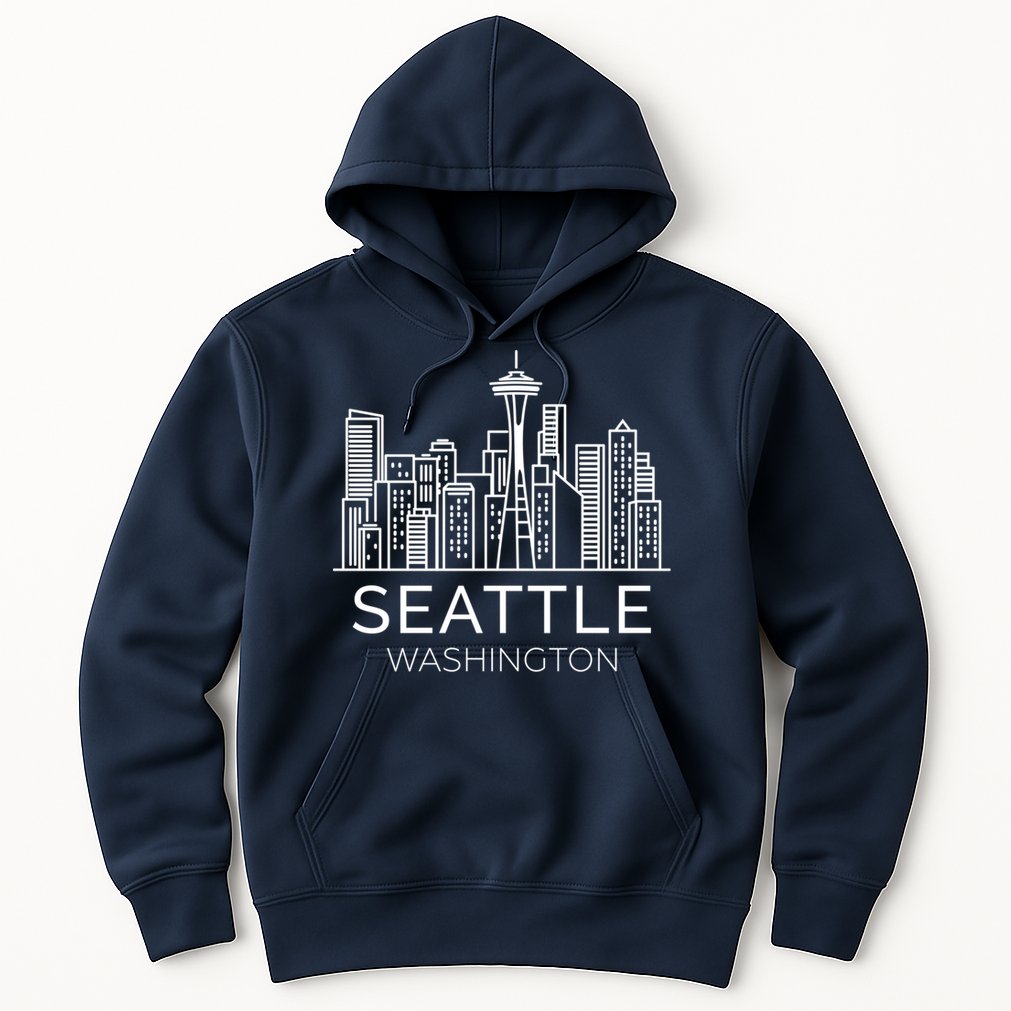 Seattle Washington Downtown Skyline Hoodie Souvenir Hoodie Hoodie