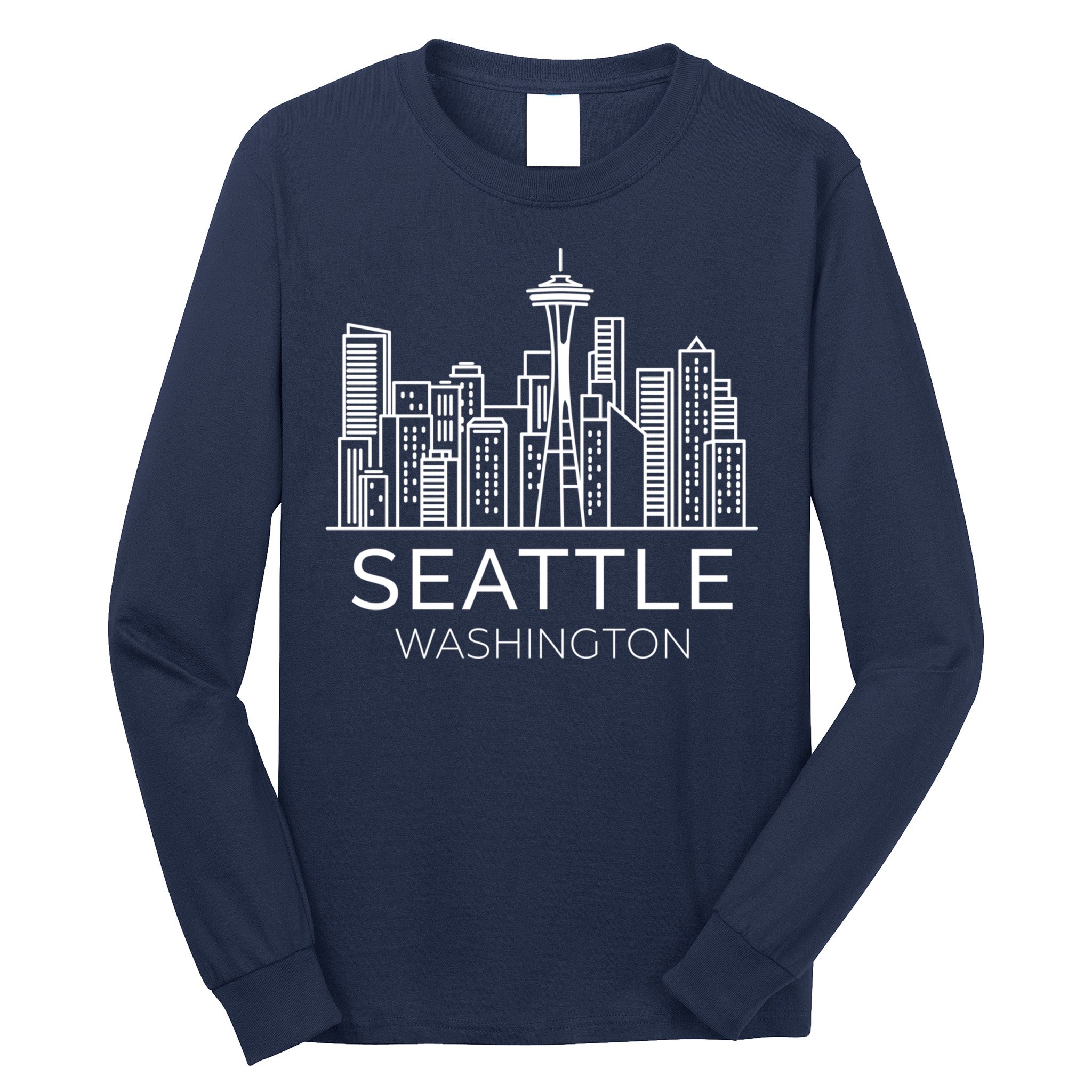 Seattle Washington Downtown Skyline Hoodie Souvenir Hoodie Long Sleeve Shirt