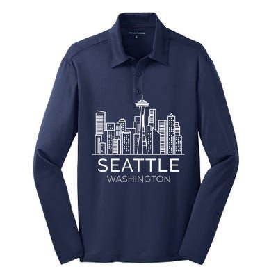 Seattle Washington Downtown Skyline Hoodie Souvenir Hoodie Silk Touch Performance Long Sleeve Polo