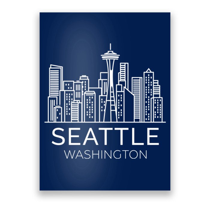 Seattle Washington Downtown Skyline Hoodie Souvenir Hoodie Poster