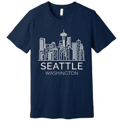 Seattle Washington Downtown Skyline Hoodie Souvenir Hoodie Premium T-Shirt