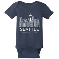 Seattle Washington Downtown Skyline Hoodie Souvenir Hoodie Baby Bodysuit