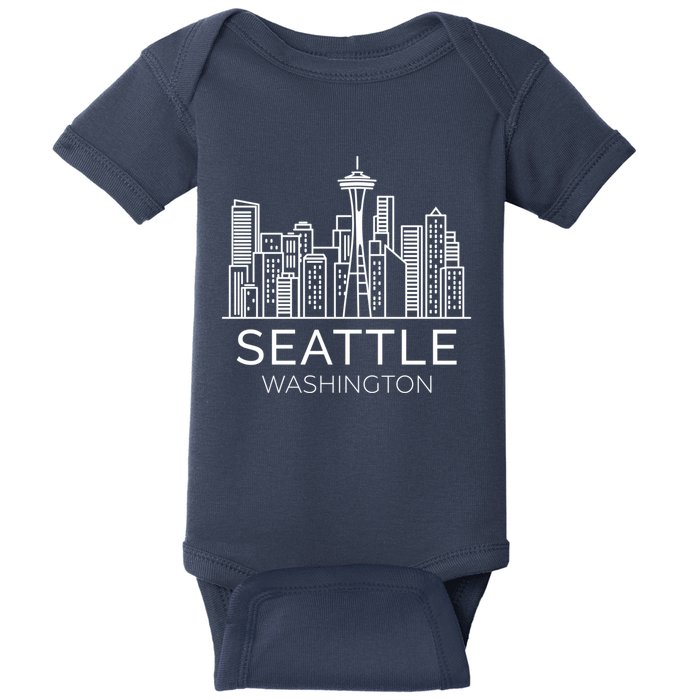 Seattle Washington Downtown Skyline Hoodie Souvenir Hoodie Baby Bodysuit