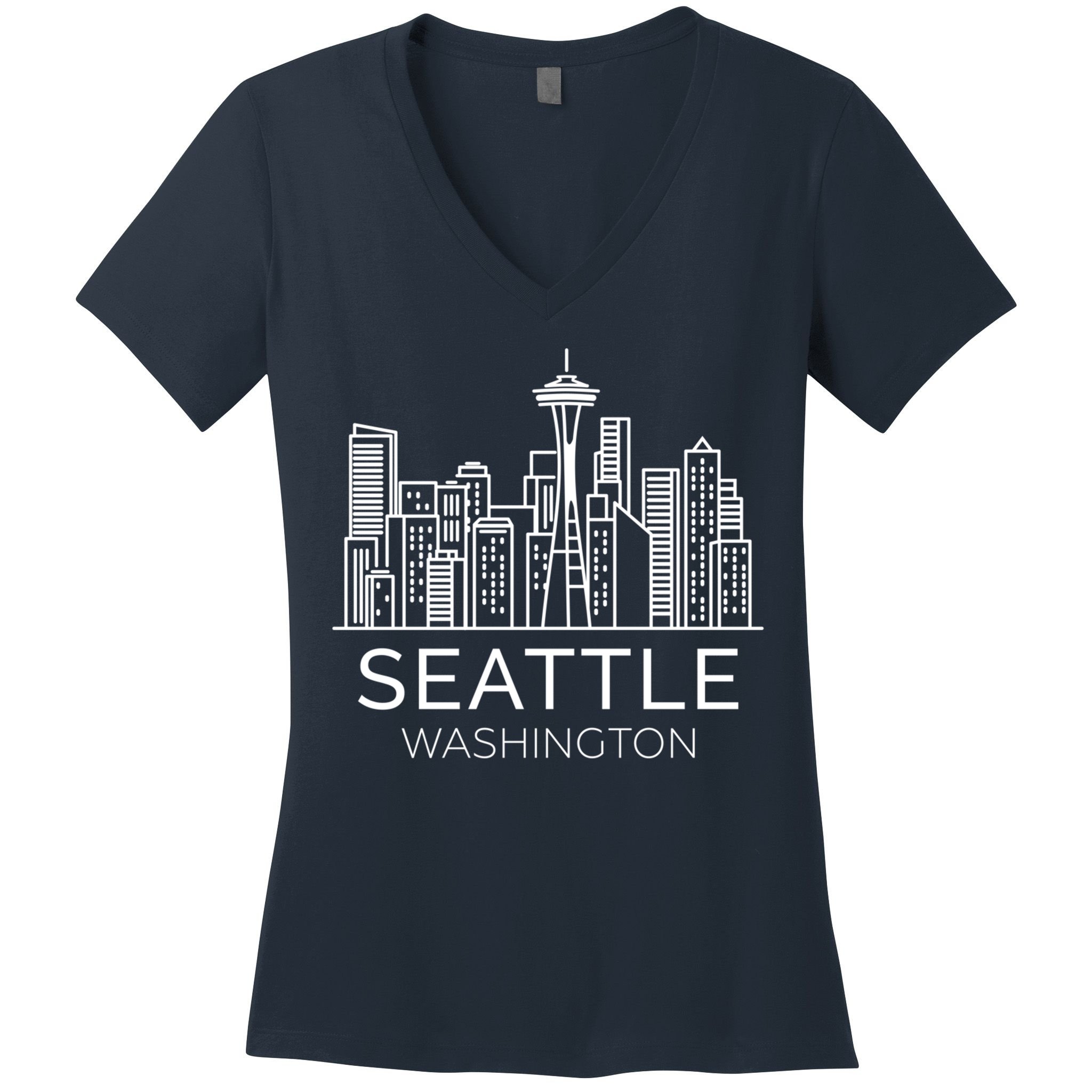 Seattle Washington Downtown Skyline Hoodie Souvenir Hoodie Women's V-Neck T-Shirt
