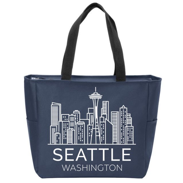 Seattle Washington Downtown Skyline Hoodie Souvenir Hoodie Zip Tote Bag