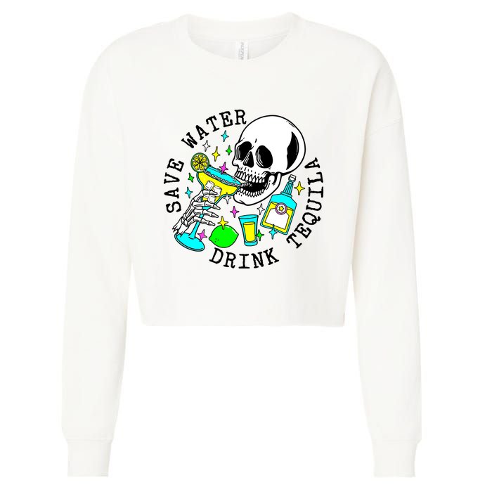 Save Water Drink Tequila Cropped Pullover Crew