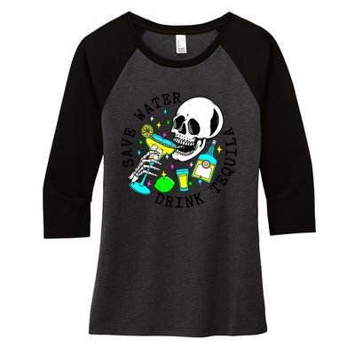 Save Water Drink Tequila Women's Tri-Blend 3/4-Sleeve Raglan Shirt