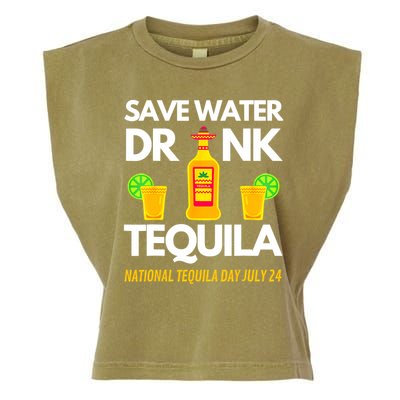 Save Water Drink Tequila National Funny Tequila Day Garment-Dyed Women's Muscle Tee