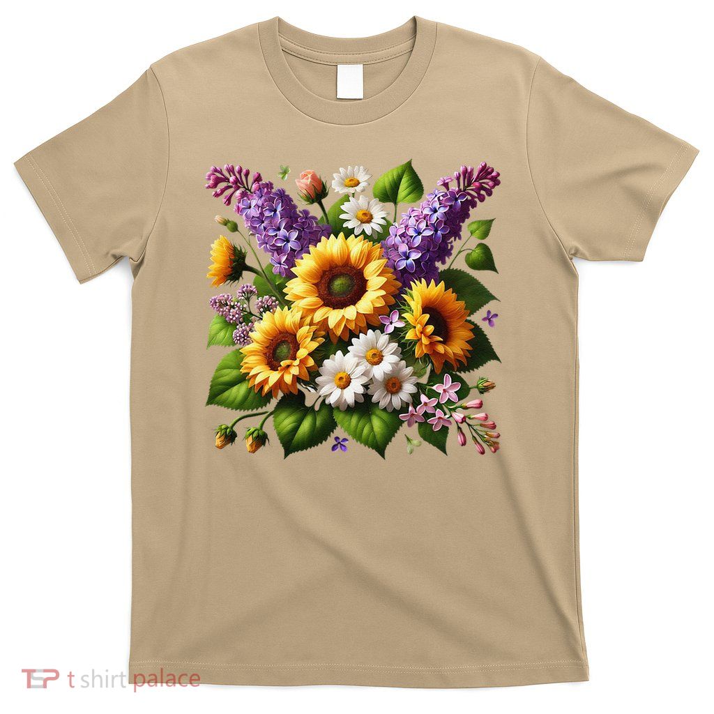 Sunflower with Daisies Flower Floral Floral Pattern Floral T-Shirt