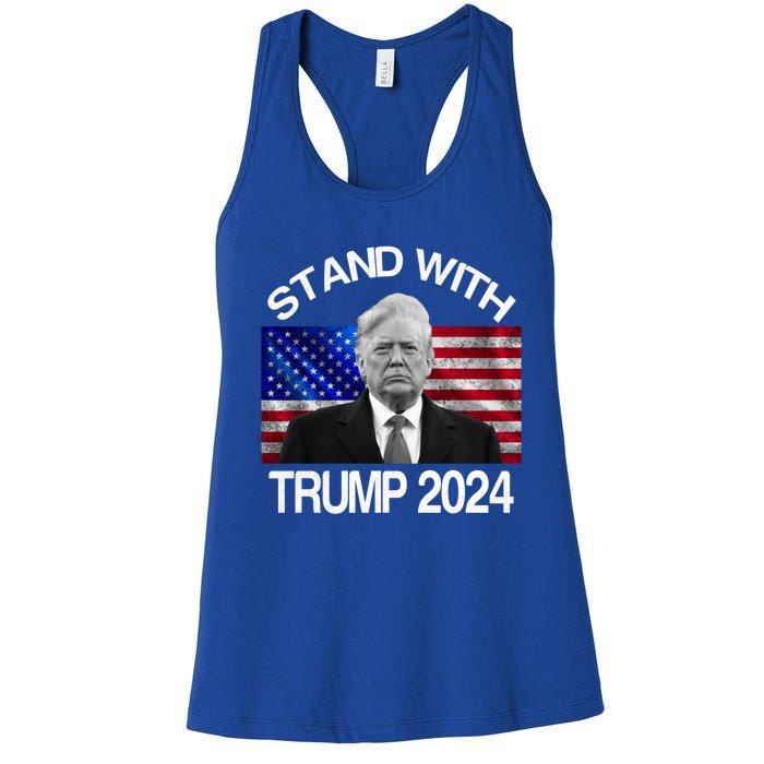 Stand With Donald Trump 2024 Vintage Usa Flag Cute Gift Women's Racerback Tank