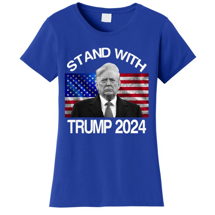 Stand With Donald Trump 2024 Vintage Usa Flag Cute Gift Women's T-Shirt