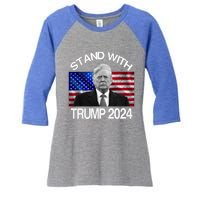 Stand With Donald Trump 2024 Vintage Usa Flag Cute Gift Women's Tri-Blend 3/4-Sleeve Raglan Shirt