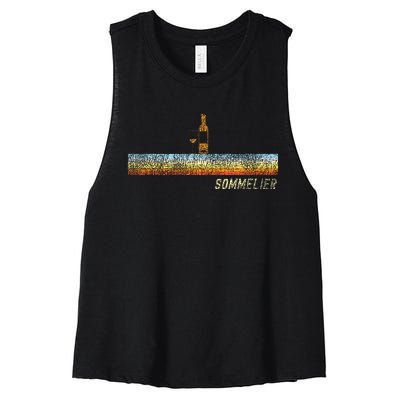 Sommelier Wine Drinking Tasting Retro Sommelier Women's Racerback Cropped Tank