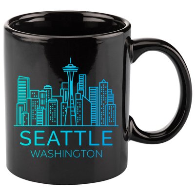 Seattle Washington Downtown Skyline 11oz C Handle Ceramic Mug