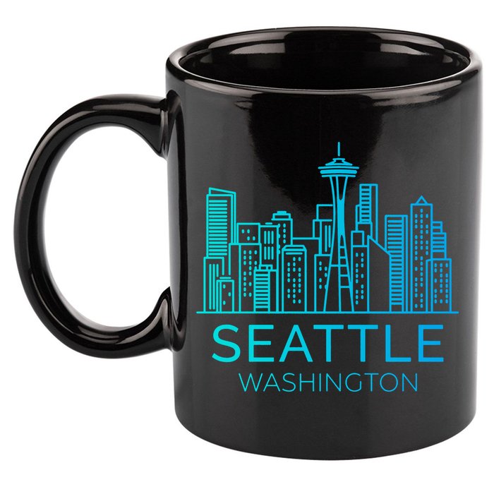 Seattle Washington Downtown Skyline 11oz C Handle Ceramic Mug