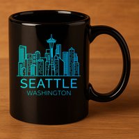 Seattle Washington Downtown Skyline 11oz C Handle Ceramic Mug