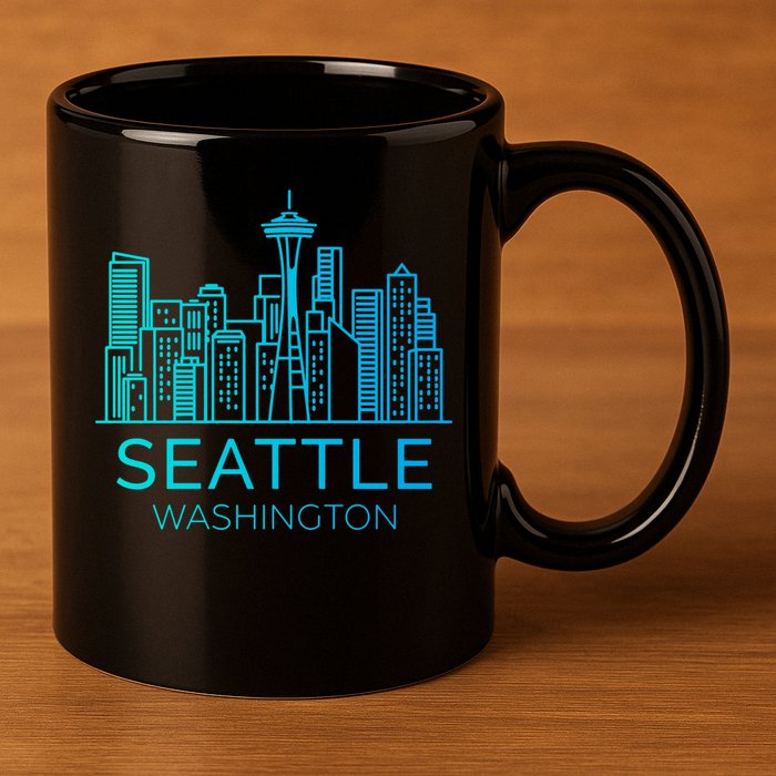 Seattle Washington Downtown Skyline 11oz C Handle Ceramic Mug
