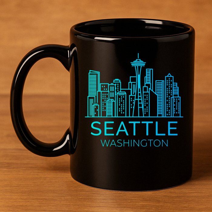Seattle Washington Downtown Skyline 11oz C Handle Ceramic Mug