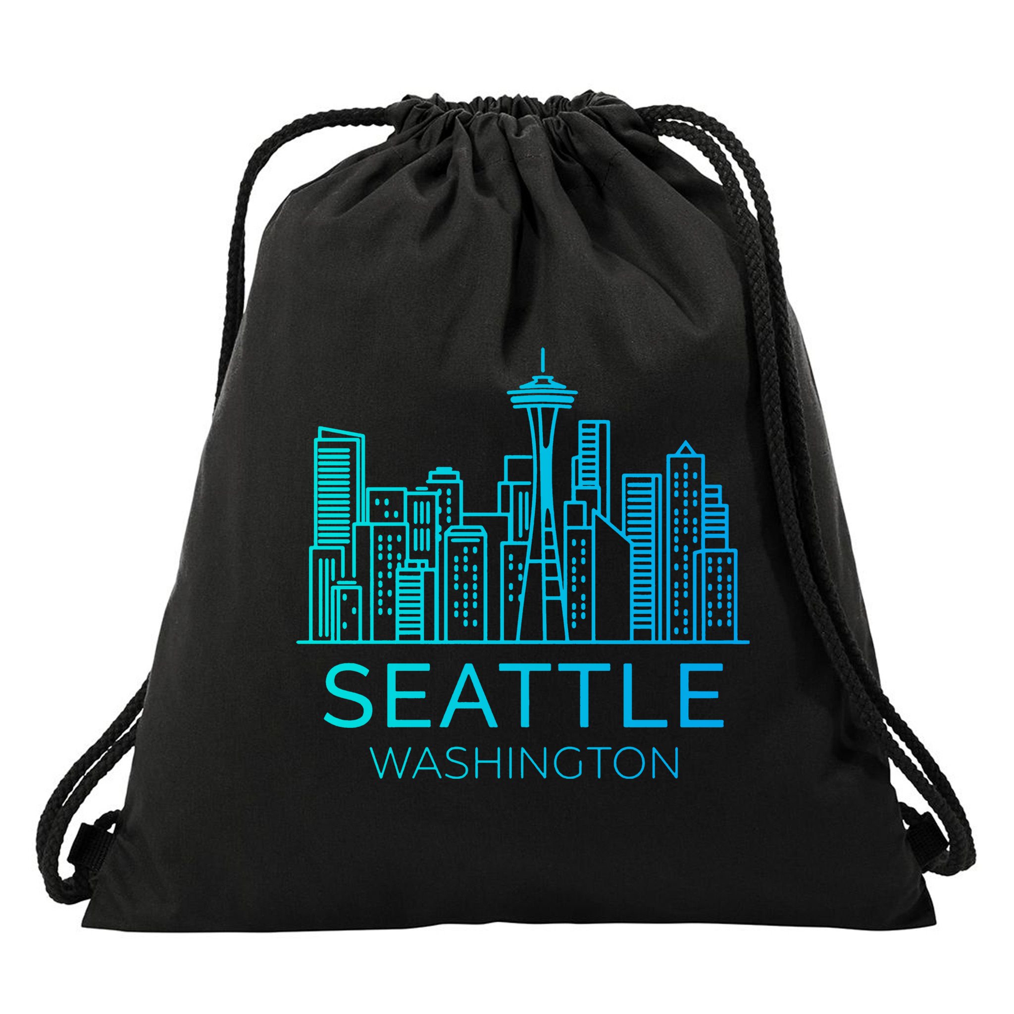 Seattle Washington Downtown Skyline Drawstring Bag
