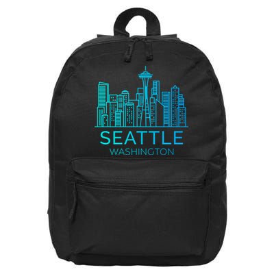 Seattle Washington Downtown Skyline 16 in Basic Backpack