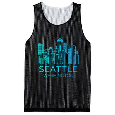 Seattle Washington Downtown Skyline Mesh Reversible Basketball Jersey Tank