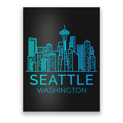 Seattle Washington Downtown Skyline Poster