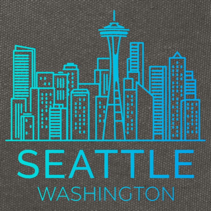 Seattle Washington Downtown Skyline Cotton Canvas Backpack