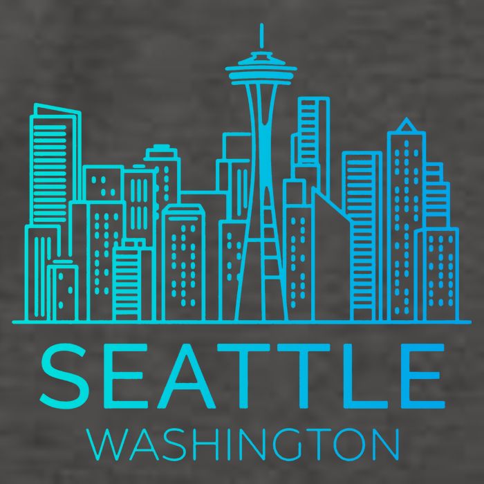Seattle Washington Downtown Skyline Vector Backpack