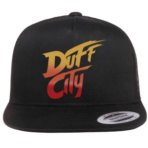 Smug Wearing Duff City Flat Bill Trucker Hat