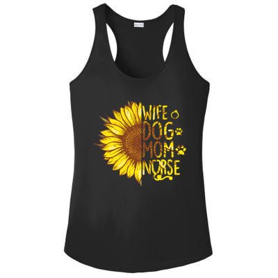 Sunflower Wife Dog Mom Nurse Mothers Day Nurse Day Gift Ladies PosiCharge Competitor Racerback Tank