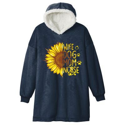 Sunflower Wife Dog Mom Nurse Mothers Day Nurse Day Gift Hooded Wearable Blanket