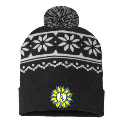 Sunflower World Down Syndrome Awareness Day T21 USA-Made Snowflake Beanie