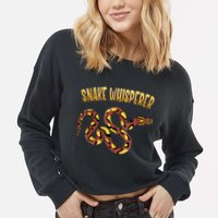 Snake Whisperer Design For Serpent & Reptile Lover Cropped Pullover Crew